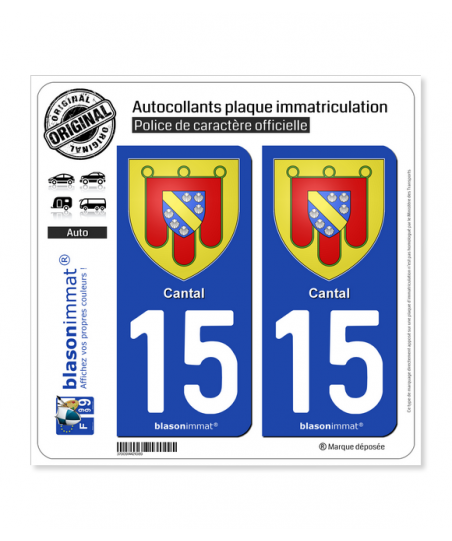 Cantal Armoiries Autocollant Plaque Immatriculation