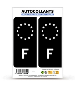 F France - Identifiant Européen Noir & Blanc | Autocollant plaque  immatriculation