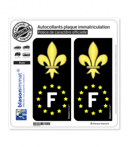 F Fleur de Lys - Identifiant Européen | Autocollant plaque immatriculation