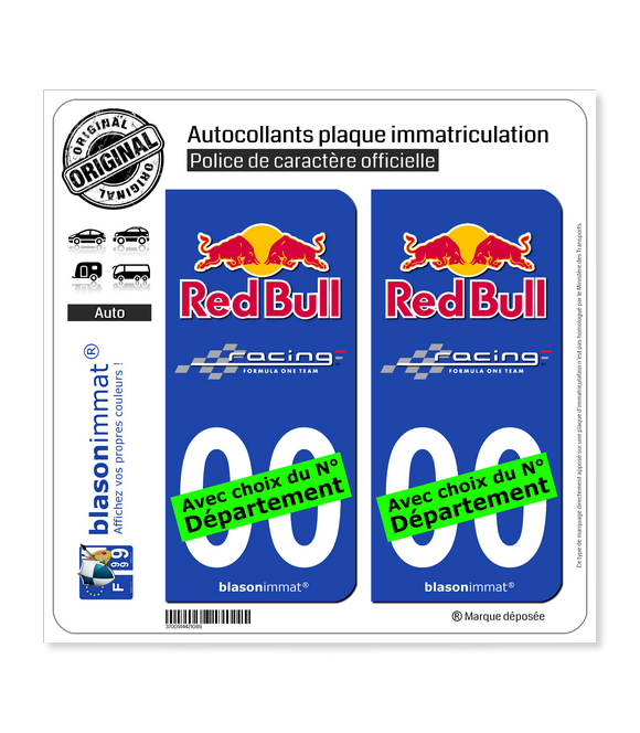Red Bull - Formula One Team  Autocollant plaque immatriculation