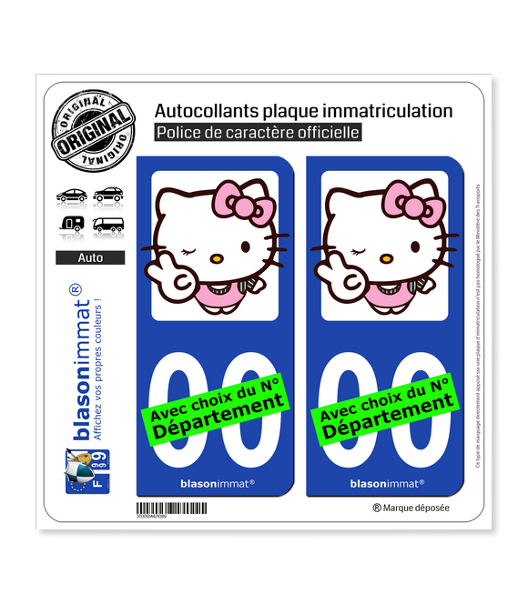 Hello Kitty  Autocollant plaque immatriculation