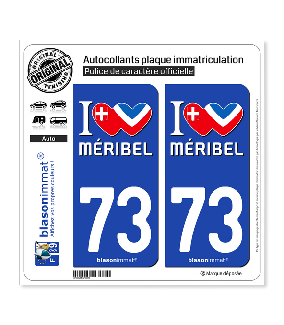 73 Méribel - J'aime | Autocollant et plaque immatriculation