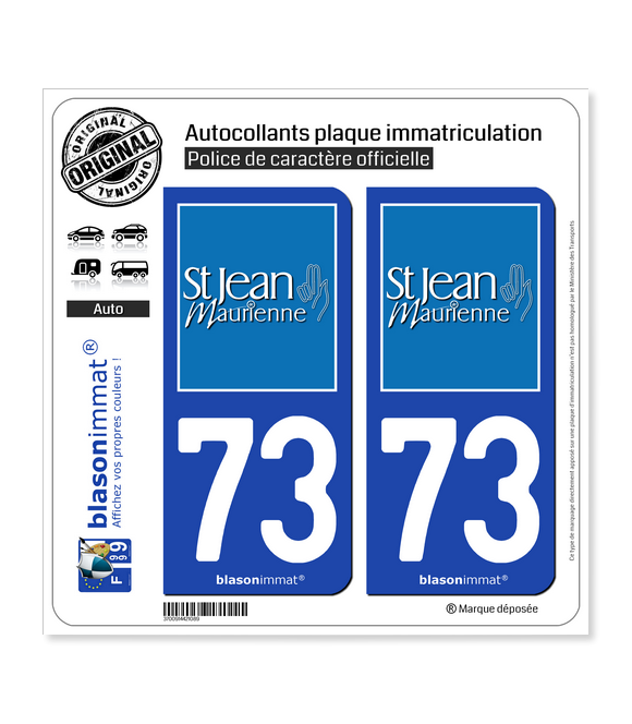 73 Saint-Jean-de-Maurienne - Ville | Autocollant et plaque immatriculation