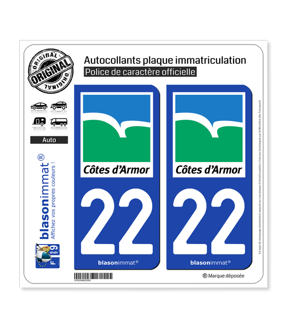 50 Stickers autocollant plaque d'immatriculation départements au choix