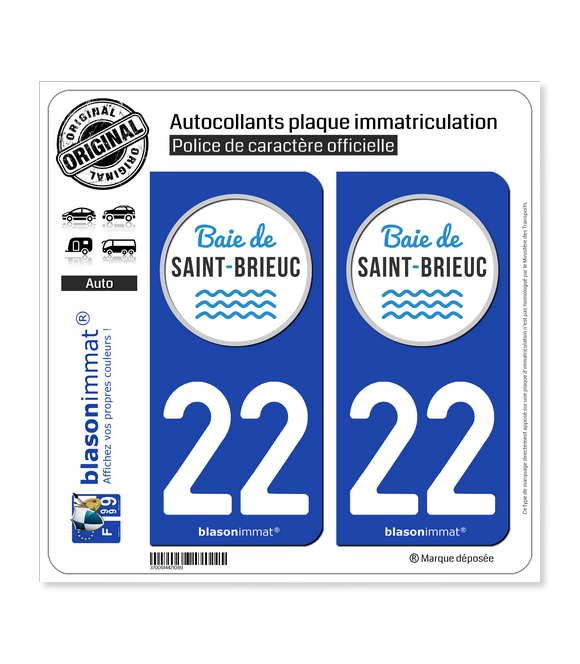 22 Côtes-d'Armor - Tourisme  Autocollant plaque immatriculation