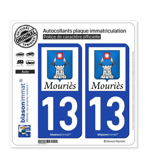 13 Mouriès - Commune | Autocollant plaque immatriculation