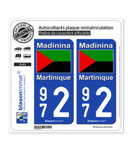 Autocollant plaque d'immatriculation 972 Martinique Noir DROM