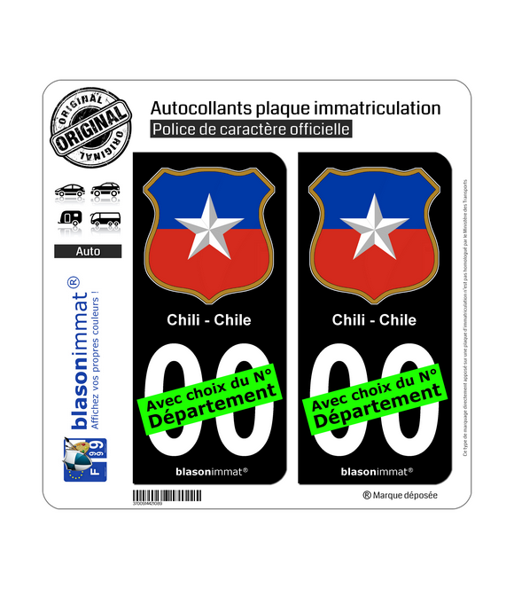 Chili - Blason | Autocollant plaque immatriculation