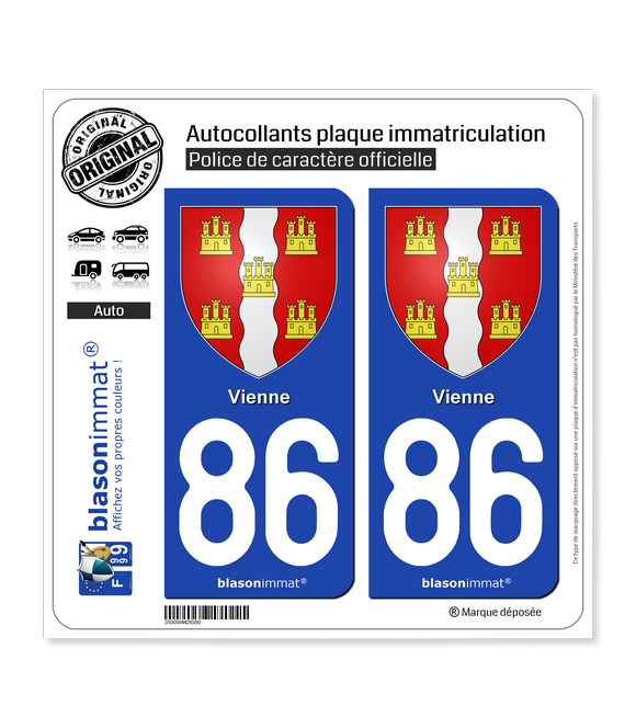Stickers plaque immatriculation 86
