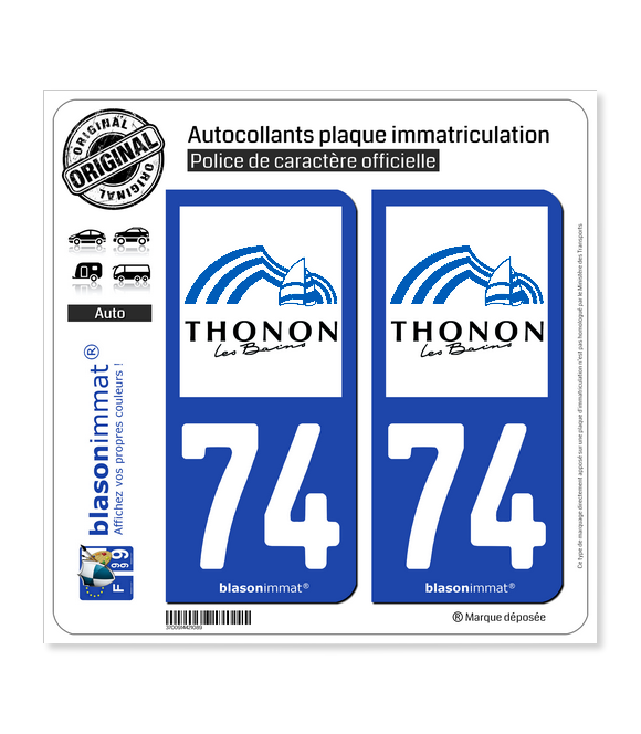 74 Thonon-les-Bains logo autocollant plaque immatriculation stickers