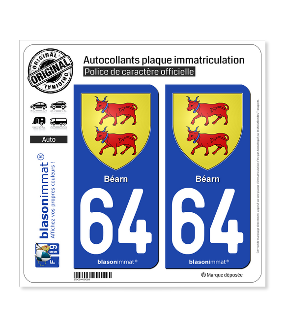 Autocollant plaque immatriculation 64 - Cdiscount