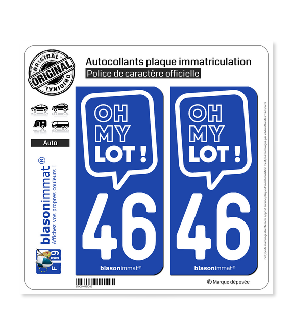 46 Lot - Oh My Lot  Autocollant plaque immatriculation