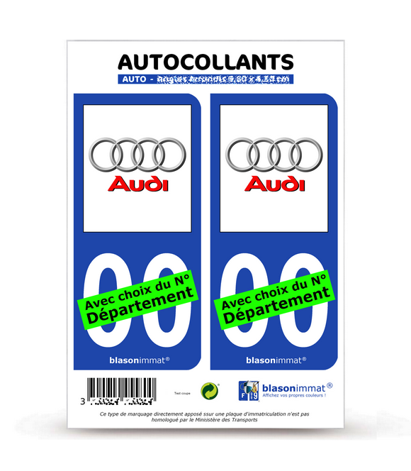 Audi - White  Autocollant plaque immatriculation