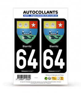 64 Biarritz - Armoiries | Autocollant plaque immatriculation