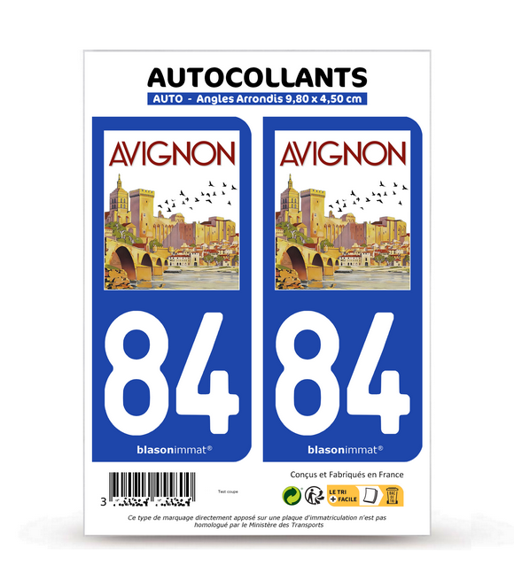 84 Avignon - Ville | Autocollant plaque immatriculation
