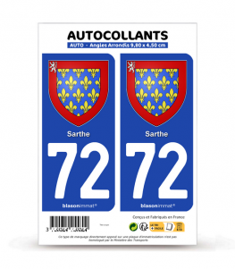 72 Sarthe - Armoiries | Autocollant plaque immatriculation