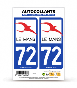 72 Le Mans - Métropole | Autocollant plaque immatriculation