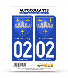 02 Château-Thierry - Armoiries | Autocollant plaque immatriculation