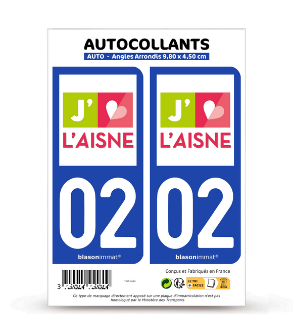 02 Aisne - Tourisme | Autocollant plaque immatriculation