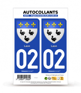 02 Laon - Armoiries | Autocollant plaque immatriculation