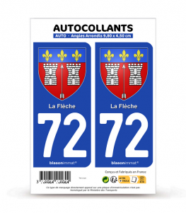 72 La Flèche - Armoiries | Autocollant plaque immatriculation