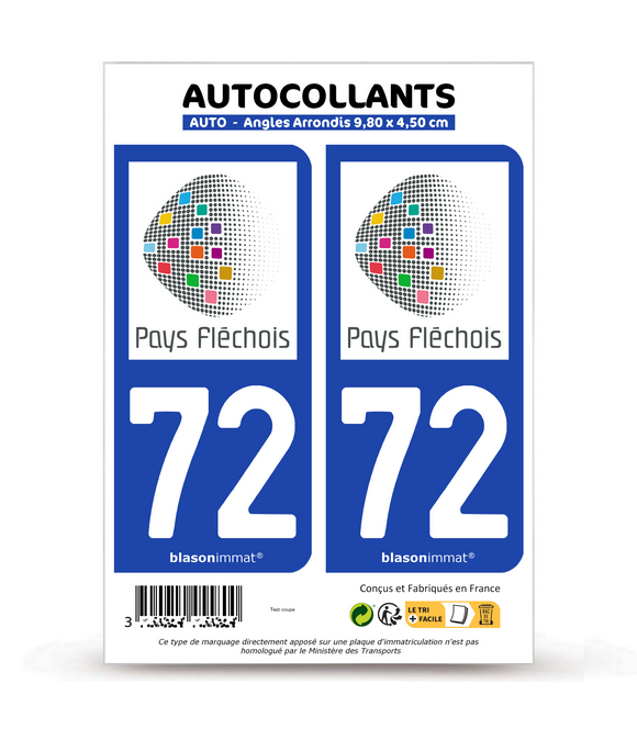 72 La Flèche - Pays | Autocollant plaque immatriculation