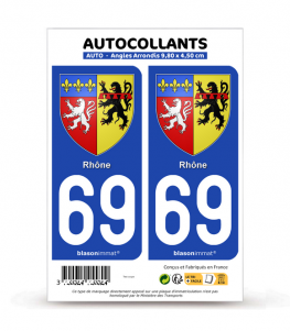 69 Rhône - Armoiries | Autocollant plaque immatriculation