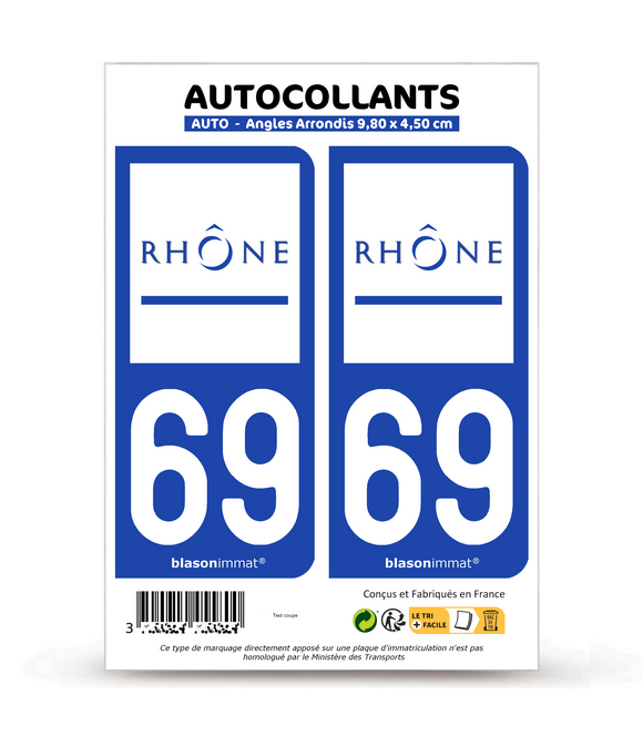 69 Rhône - Département | Autocollant plaque immatriculation