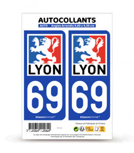 69 Lyon - Ville | Autocollant plaque immatriculation