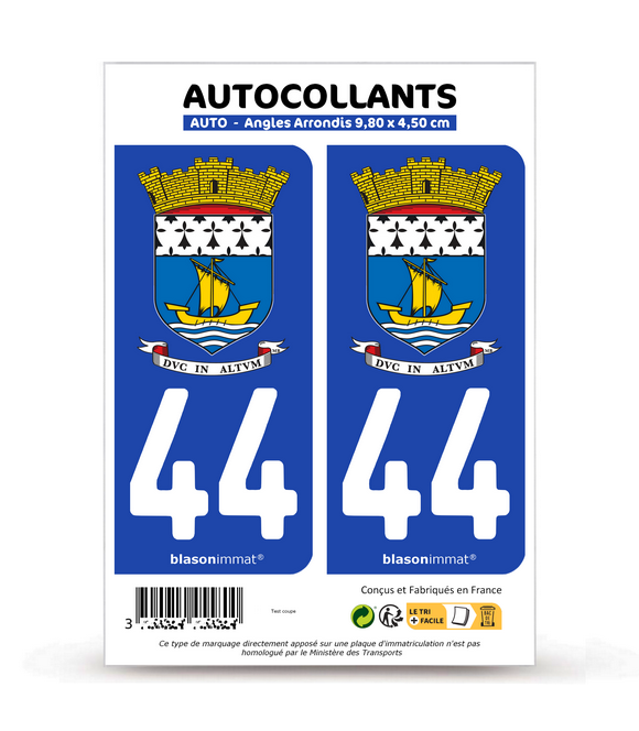 44 Le Pouliguen - Armoiries | Autocollant plaque immatriculation