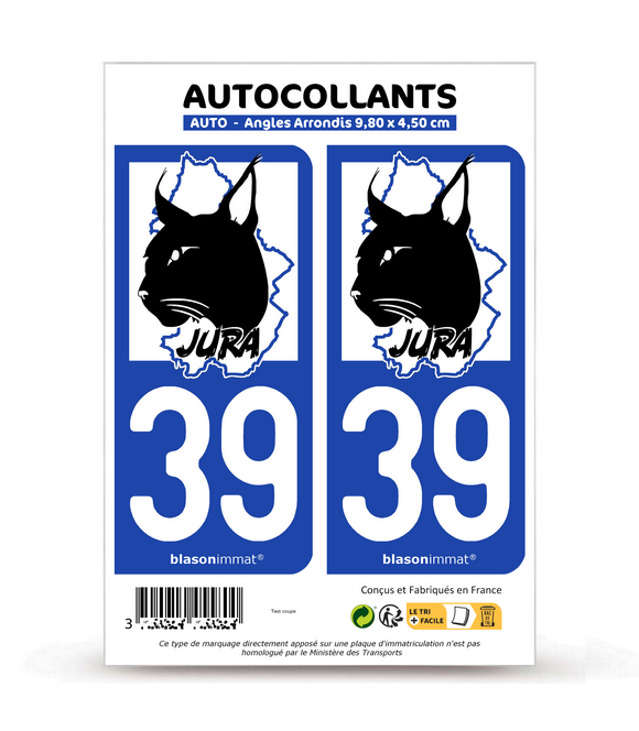 39 Jura - Authentique | Autocollant plaque immatriculation
