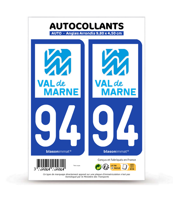 94 Val-de-Marne - Département | Autocollant plaque immatriculation