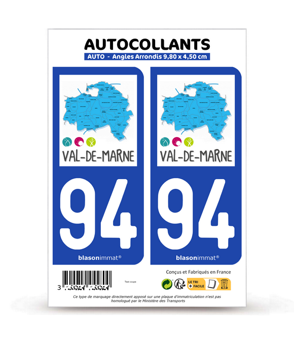 94 Val-de-Marne - Tourisme | Autocollant plaque immatriculation