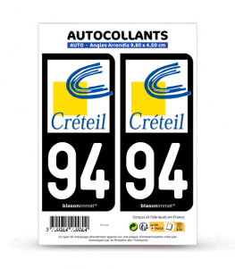 94 Créteil - Ville | Autocollant plaque immatriculation