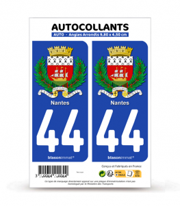 44 Nantes - Armoiries | Autocollant plaque immatriculation