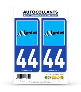 44 Nantes - Ville | Autocollant plaque immatriculation