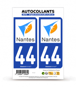 44 Nantes - Métropole | Autocollant plaque immatriculation