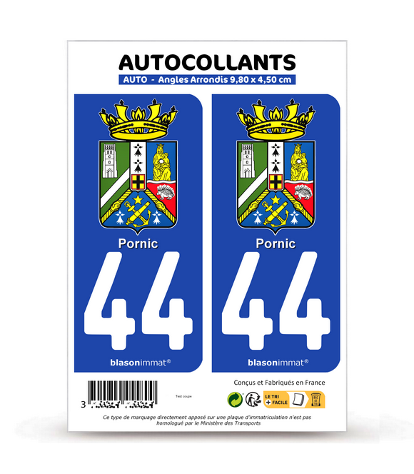 44 Pornic - Armoiries | Autocollant plaque immatriculation