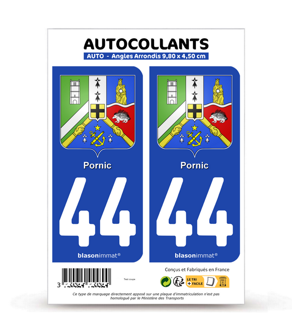 44 Pornic - Blason | Autocollant plaque immatriculation