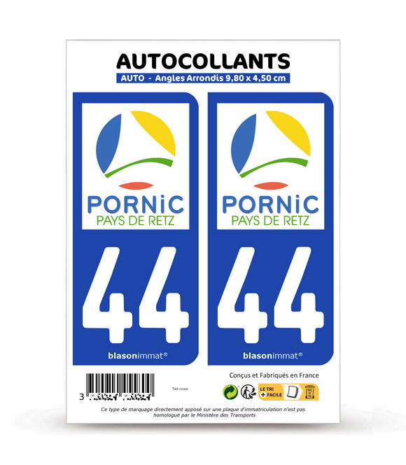 44 Pornic - Pays de Retz | Autocollant plaque immatriculation