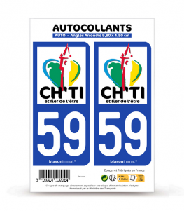 59 Ch'ti, Chti Chtimi | Autocollant plaque immatriculation