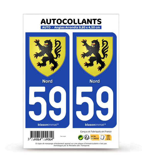 59 Nord - Armoiries | Autocollant plaque immatriculation