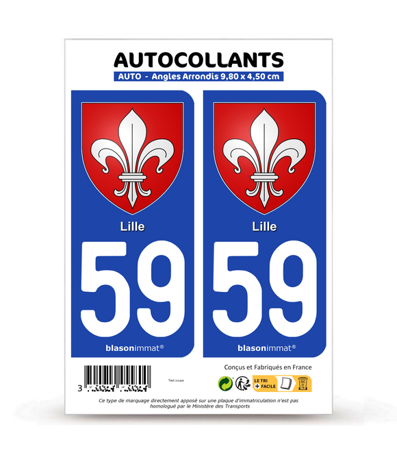 59 Lille - Blason | Autocollant plaque immatriculation