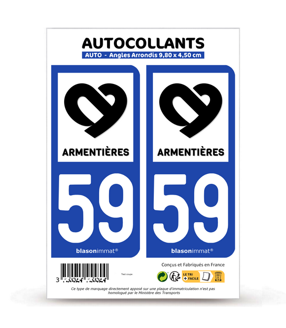 59 Armentières - Ville | Autocollant plaque immatriculation
