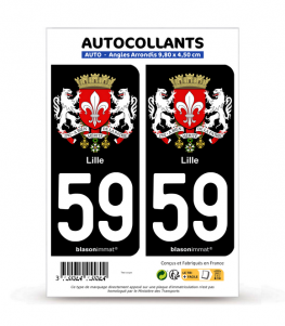 59 Lille - Armoiries | Autocollant plaque immatriculation