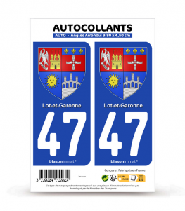 47 Lot-et-Garonne - Armoiries | Autocollant plaque immatriculation