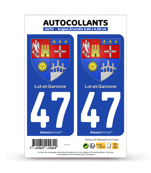 47 Lot-et-Garonne - Armoiries | Autocollant plaque immatriculation