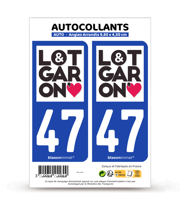 47 Lot-et-Garonne - Tourisme | Autocollant plaque immatriculation