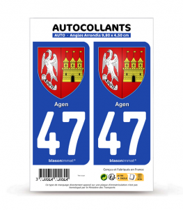 47 Agen - Armoiries | Autocollant plaque immatriculation