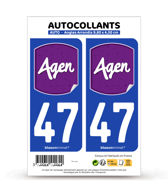 47 Agen - Pays | Autocollant plaque immatriculation